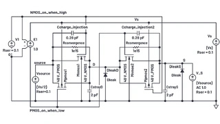 Schaltung für die Simulation eines Analogschalters (Umschalter) zur Ermittlung der Leckströme.