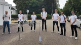 Das Team SPOT (von links): Dario Mager (Betreuer, IMT – KIT), Jonas Janzen, Yoki Saito, Vincent Gottwald, Stefan Gehrlein, Oussama Oualha, Mehdi Khabou