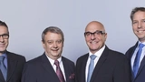 Gründer-Team (v.l.n.r.): Prof. Dr. Philippe Cattin, Prof. Dr. Dr. Dr. h.c. Hans-Florian Zeilhofer, Dr. Alfredo E. Bruno, Prof. Dr. Dr. Philipp Jürgens