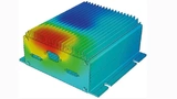 Temperaturverlauf in einem Gehäuse, dargestellt mittels computergestützter Wärmesimulation