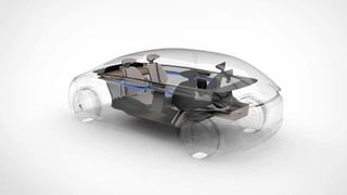 Die Sitzanordnung des IUV lässt sich variabel an den Fahrmodus anpassen: Die beiden Vordersitze sind drehbar. Im autonomen Modus können die Insassen auch mit dem Rücken zur Fahrtrichtung sitzen.
