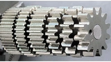 Verwendete Geberräder mit unterschiedlichem Modul: (von links) 1; 1,25; 1,5; 2; 2,5; 3.