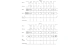 Beispiel für ein SPI-Timing-Diagramm mit den Daten- und Taktleitungen. Bei CPHA=0 werden die Daten bei der ersten Flanke übernommen, bei CPHA=1 bei der zweiten Flanke.