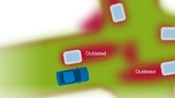 Bild 3. Statische Belegungsgitter enthalten veraltete Freiraumbereiche (rote Schweife), wenn sich bewegte Objekte in der Szene befinden.