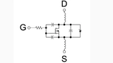 Dieses Modell eines MOSFET zeigt die parasitäre Kapazität und Induktivität, die sich auf die Treiberleistung auswirken
