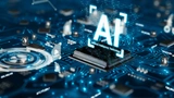 3D render AI artificial intelligence technology CPU central processor unit chipset on the printed circuit board for electronic and technology concept select focus shallow depth of field