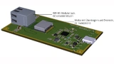  GB-Ethernet-USB-Adapter-Board in der diskreten Variante V1.0: Das Modul mit den Übertragern und Gleichtaktdrosseln ist neben der RJ45-Buchse platziert