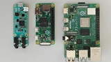 Drei typische SBCs: oben ein Raspberry Pi, in der Mitte dessen abgespeckte Variante Raspberry Pi zero, unten das Evaluationsboard des »MAX78000«
