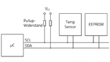 Vereinfachte Blockschaltung eines I²C-Busses mit Pull-up-Widerständen