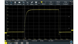 Referenzmessung mit 1-kΩ-Pull-ups ohne weitere Änderungen der verwendeten FeatherWing-Hardware (= 46 ns Anstiegszeit