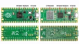 Die Boards Pico und Pico W von der Vorder- (oben) und von der Rückseite
