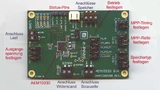 Das EVK-Board mit dem AEM10330. Vor dem Einsatz müssen die Jumperstellungen für die Solarzelle, den Energiespeicher und den Verbraucher konfiguriert werden