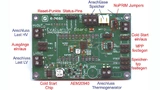 Das EVK-Board mit dem AEM20940. Bei der Auslieferung sind keinerlei Jumper gesetzt und es werden auch keine mitgeliefert