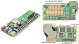 Bild 3: Technologie-Demonstrator-Plattform: physikalische PSU-Hauptplatine (270 × 83 × 22 mm3) mit zwei phasenverschobenen 3L-FC-Modulen für die PFC, jeweils 32 × 60 mm2.