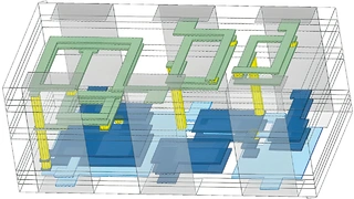 3D-Darstellung eines Filters auf LTCC-Basis