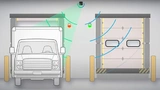 Bild 5. Das 120°-x-40°-Strahlmuster des Radarsensors Q90R2 bedeutet, dass ein einziger Sensor zwei Lkw-Docks überwachen kann.