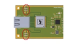 Bild 4: Schirmanbindung der Ethernet-Buchse. Auf jeder Seite sitzt ein MLCC, der Varistor ist nicht eingezeichnet 