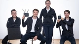 Das Bild zeigt das Gründerteam von Fünfeinhalb Funksysteme (v.l.n.r: Robert Wittig, Nick Schwarzenberg,Lucas Scheuvens, Andreas Traßl)