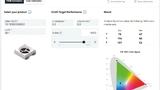 Bauteil, Bin und Farbe wählen, und der REDEXPERT ICLED Color Calculator gibt die Werte für die PWM-Ansteuerung aus. 