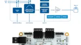 Bild 6. Der Ein-/Zweikanal-Schrittmotor-Controller und -Treiber-IC TMC5072-LA-T (oben) arbeitet präzise und gewährleistet einen reibungslosen Betrieb; dazu gibt es das Evaluierungskit TMC5072-BOB (unten).