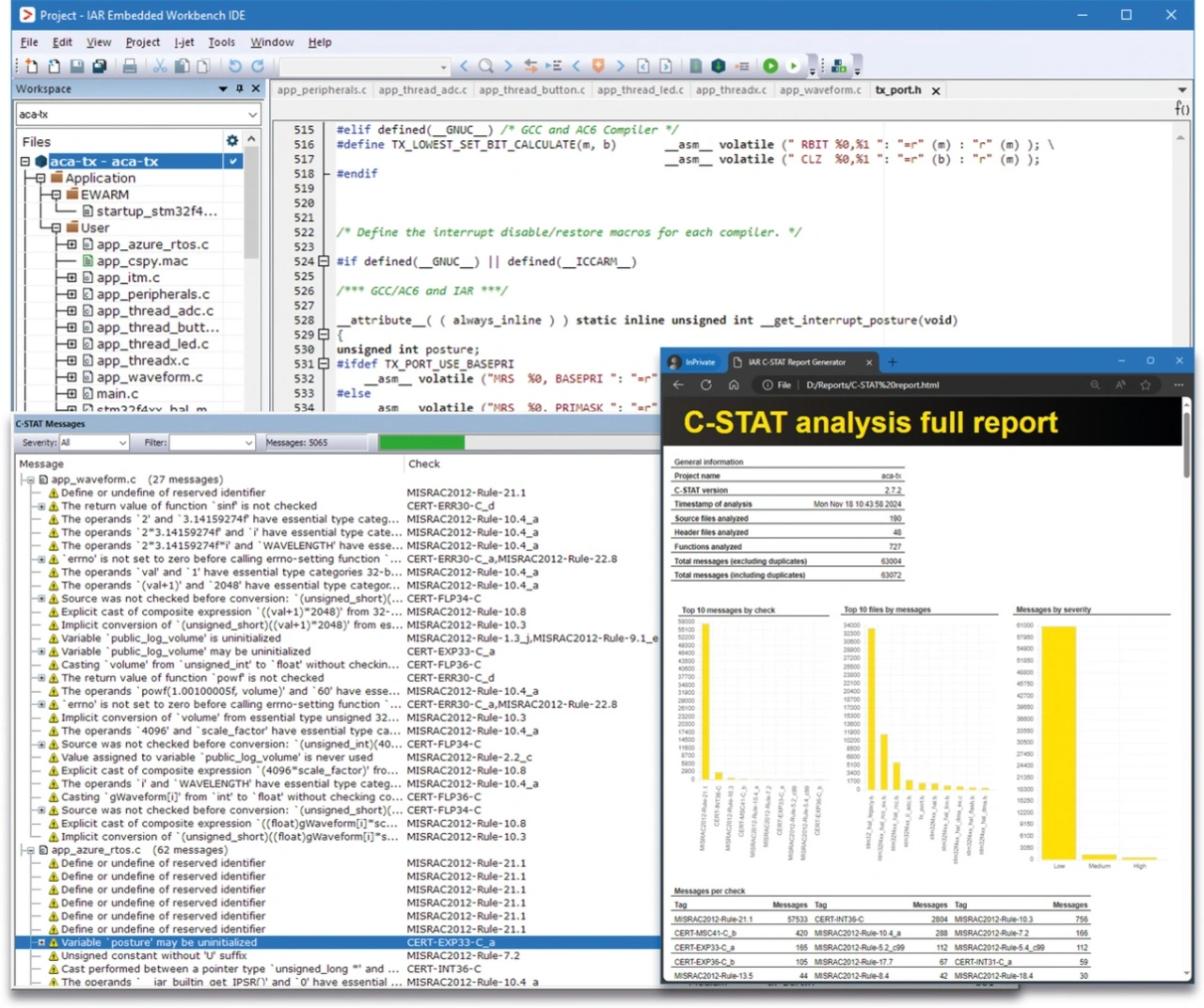 Codequalität und Standard-Compliance prüfen mit IAR C-STAT. Codequalität und Standard-Compliance prüfen mit IAR C-STAT.