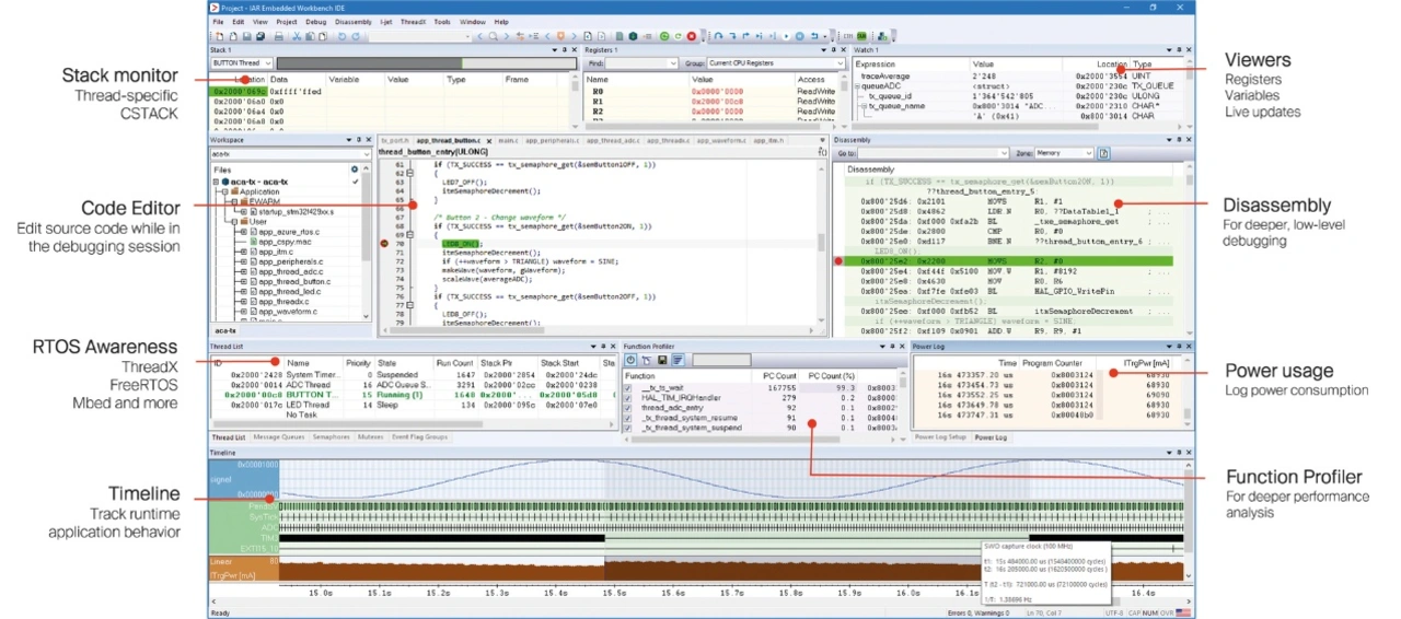 Umfassende Entwicklung mit der IAR Embedded Workbench.  Umfassende Entwicklung mit der IAR Embedded Workbench.
