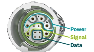 M17-Hybridsteckverbinder gemäß IEC 61076-2-117