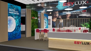 Stilisierter Messestand von Esylux